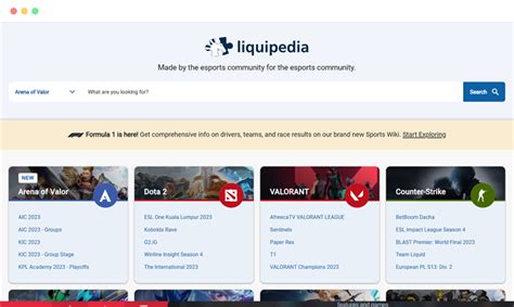 liquipedia(液体wiki)：电子竞技游戏信息百科网站 .